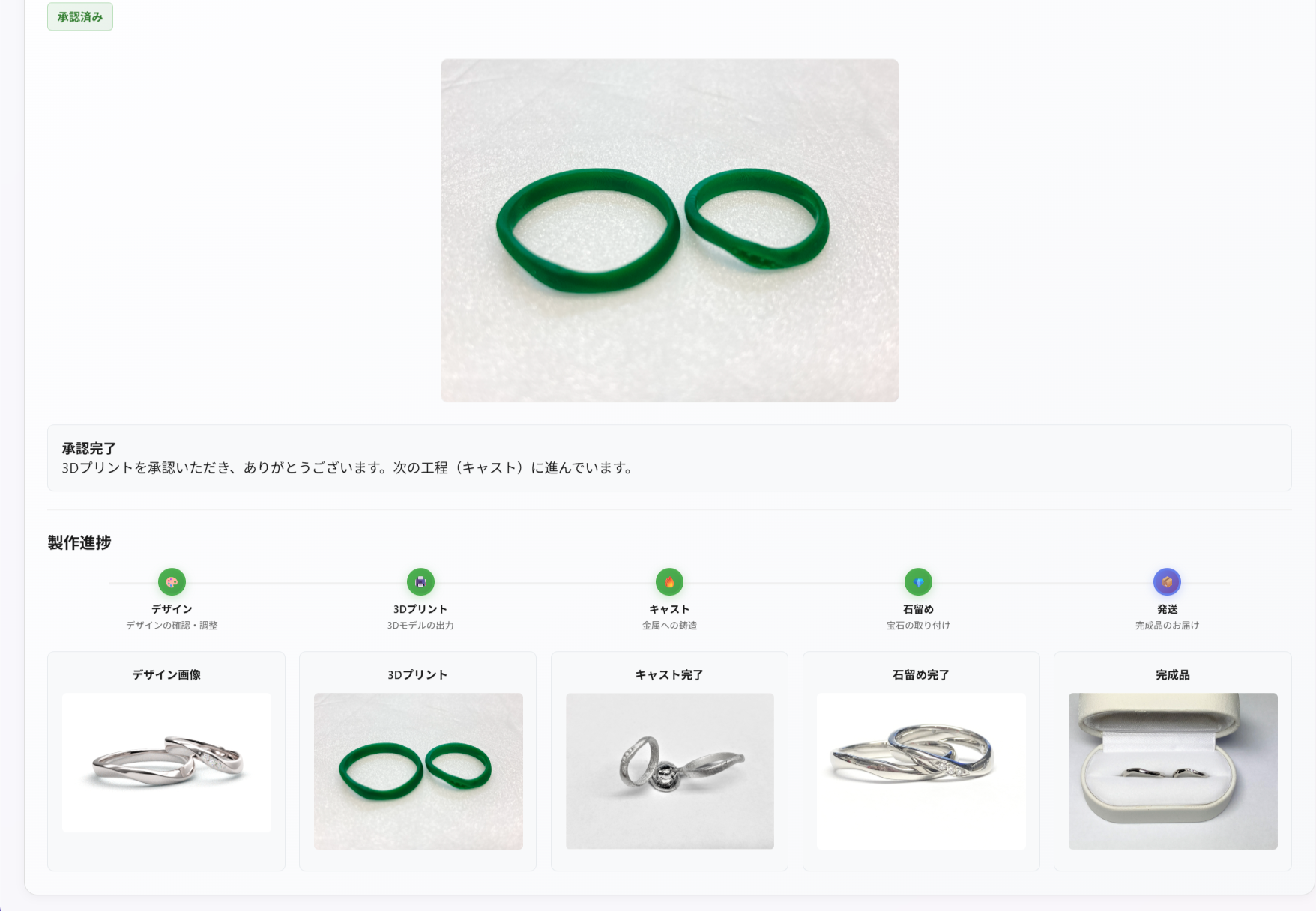 製作進行状況の写真付きレポート